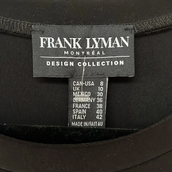 Frank Lyman Black Fluttered Ruffles Floral  sleeves cocktail Lycra dress Sz 8 - Picture 4 of 15